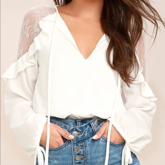 Lulus Glorious Day White Lace Long Sleeve Top - Picture 2 of 6